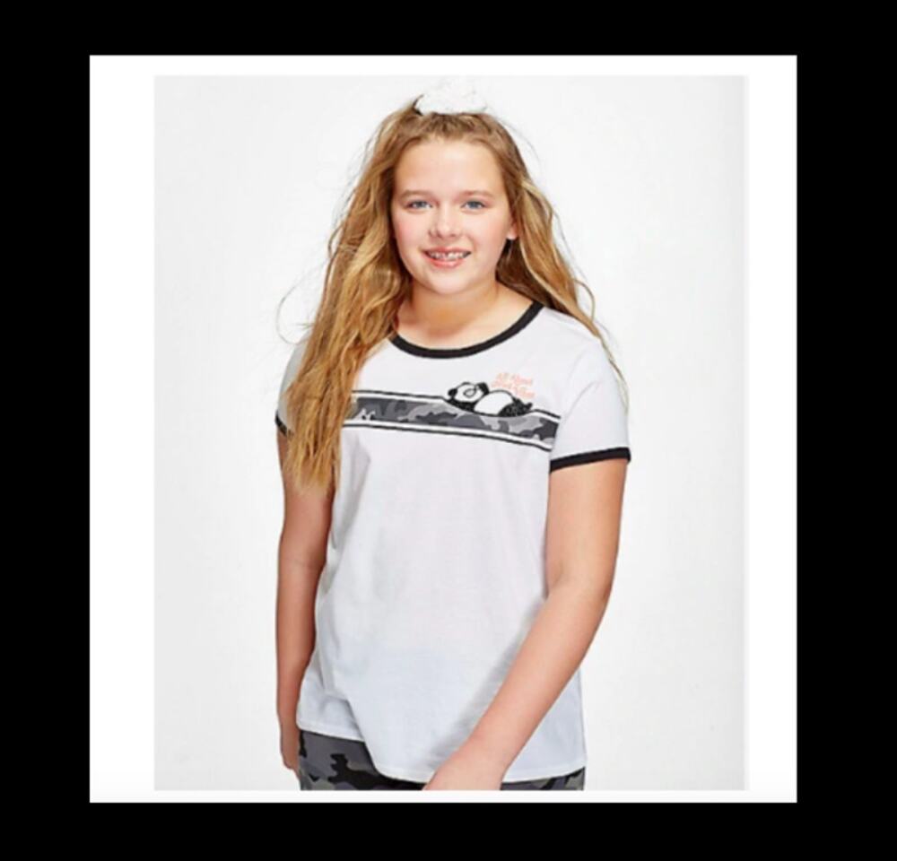 Justice Girls' White Panda Good Vibes Short Sleeve T-Shirt Youth Size 12